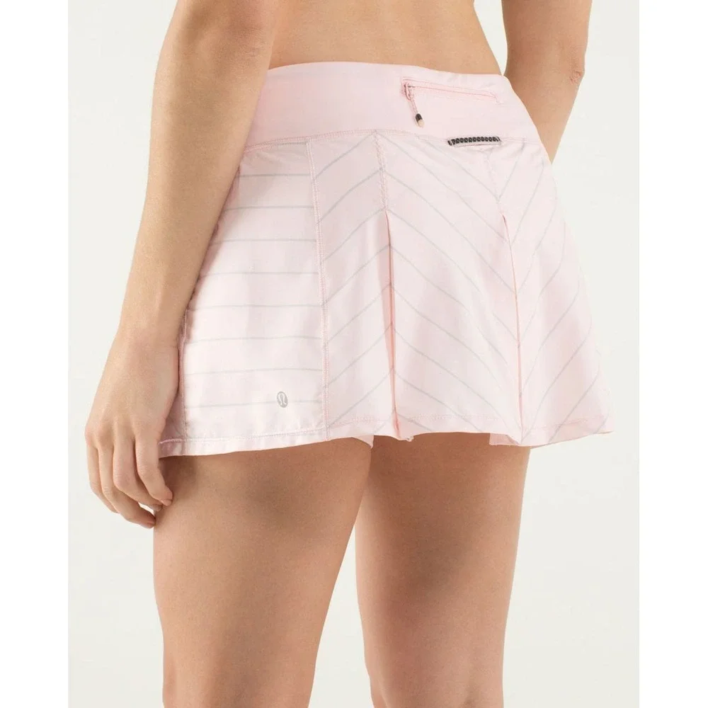 Lululemon Fast Cat‎ Skirt Slalom Stripe Pretty Pink Tennis Running Skort 6